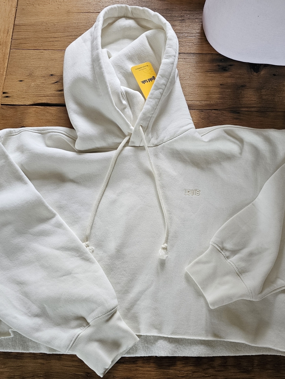 Levi's Off White Relaxed Cropped Fit Hoodie Gold Tab Size XS